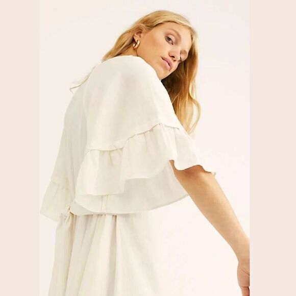 FREE PEOPLE XS WHAT A STUNNER MIDI DRESS IVORY - Picture 4 of 4